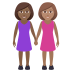 👩🏾‍🤝‍👩🏽 women holding hands: medium-dark skin tone, medium skin tone display on JoyPixels